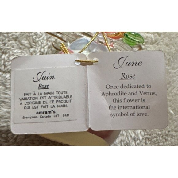 Russ Berrie June Angel Of The Month Rose Handcrafted Glass Figurine With Tag - Picture 6 of 9